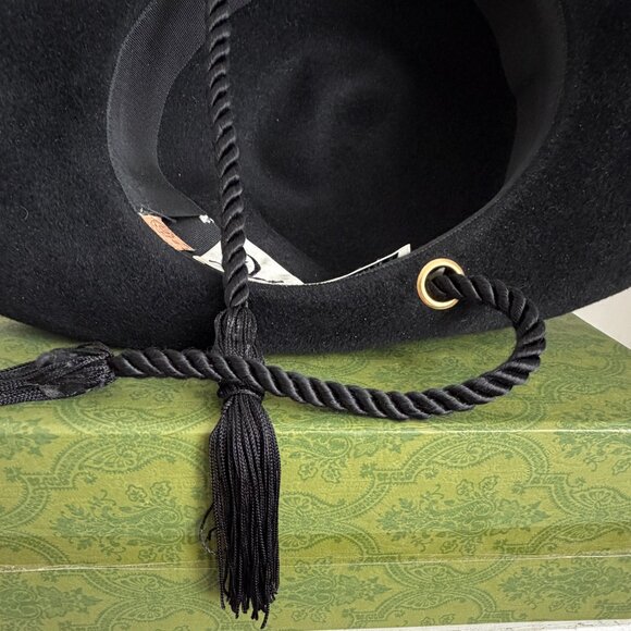 Vintage Don Anderson NY Midcentury Spanish Gaucho Cowboy Black Wide Brim Hat - Picture 10 of 10